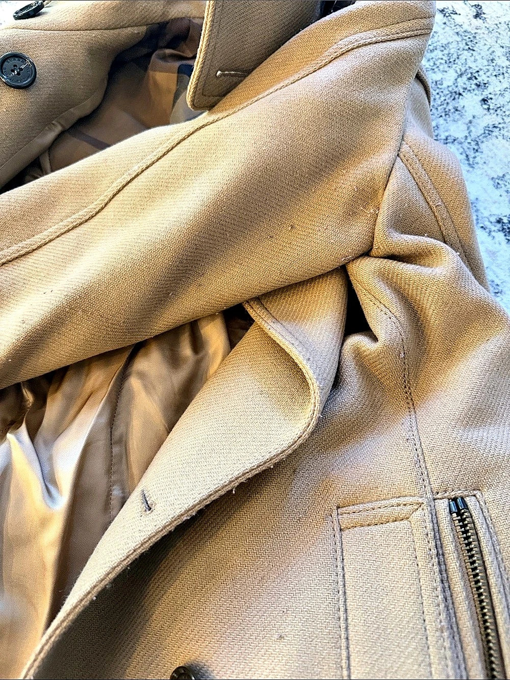 PRICE FIRM Burberry Trench winter wool Coat in Brown Size 6 - Picture 6 of 8